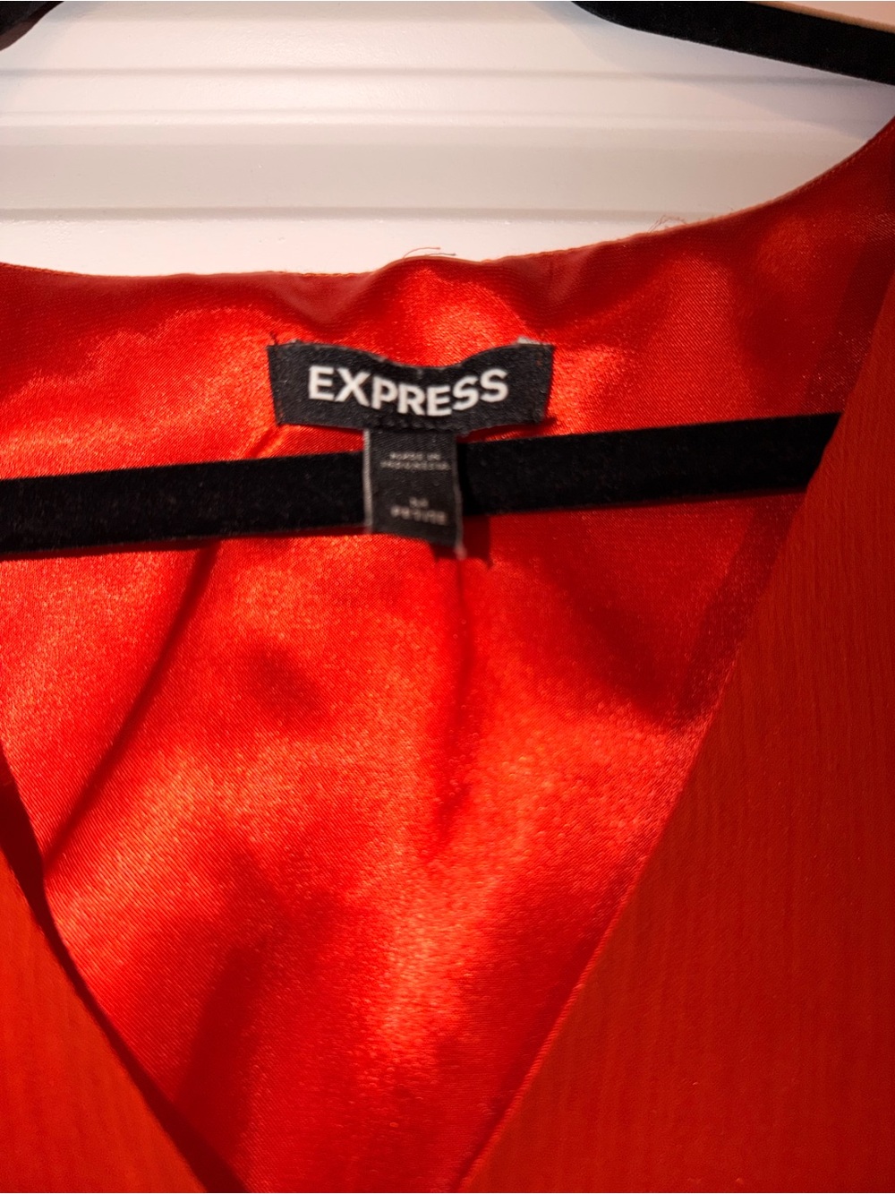 Express Orange V-Neck Ruffle Mini Dress - Picture 2 of 5